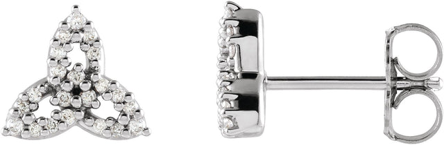 14K Gold Round Natural Diamond Celtic-Inspired Trinity Earrings - White Gold