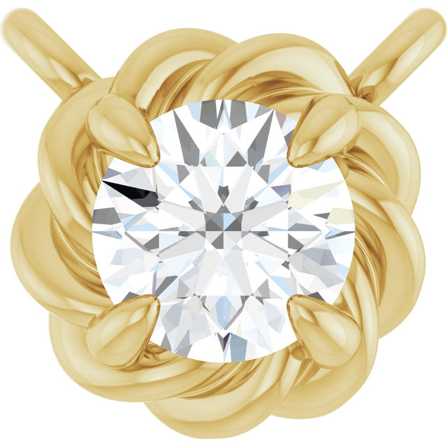 14K Gold Round Lab-Grown Diamond Claw-Prong Rope Necklace - Yellow Gold