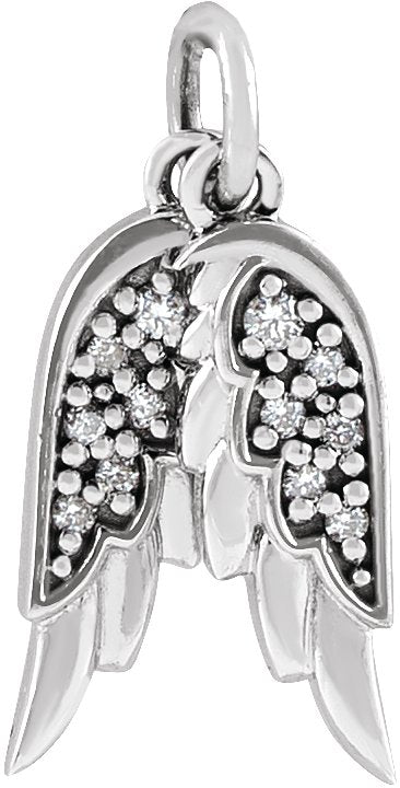 Platinum Accented Angel Wings Necklace or Pendant