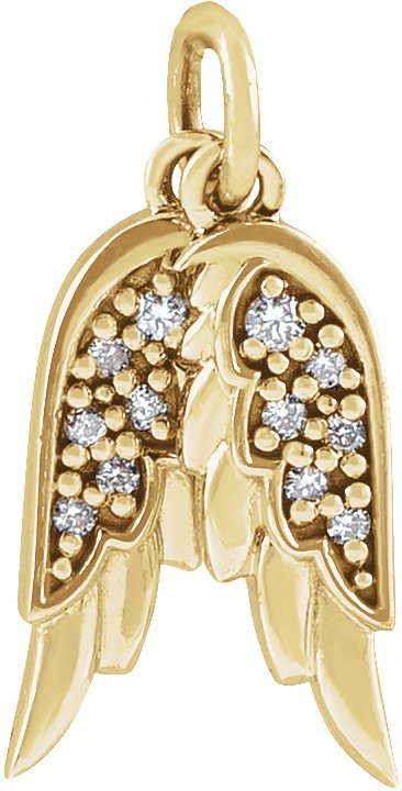 14K Gold Accented Angel Wings Necklace or Pendant - Yellow Gold