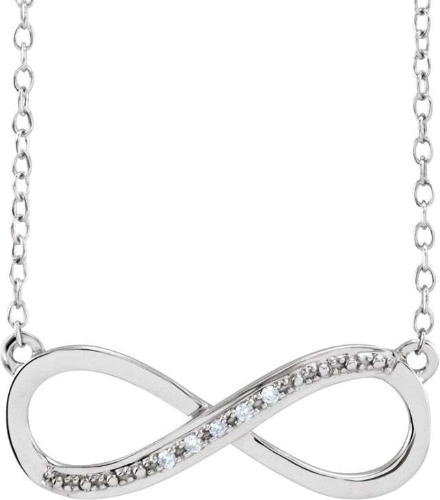 14K Gold Round Natural Diamond Infinity-Inspired Necklace - White Gold