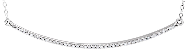 14K Gold Round Natural Diamond Bar Necklace - White Gold