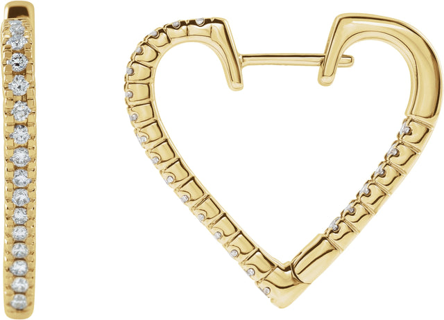 14K Gold Inside-Outside Heart Hoop Earrings - Yellow Gold