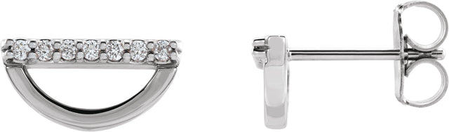 14K Gold Round Natural Diamond Geometric Earrings – 1.2mm Stones - White Gold