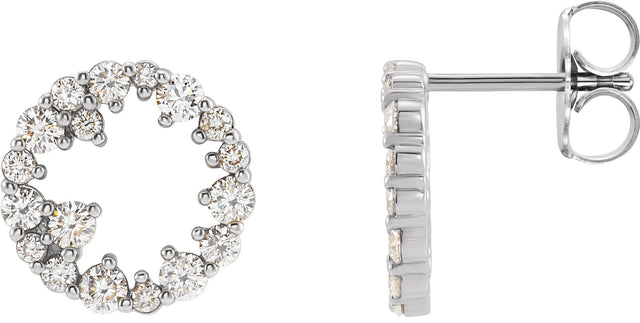 Platinum Round Natural Diamond Accented Circle Earrings II