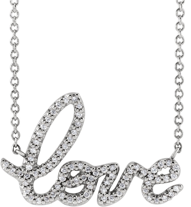 Platinum Round Natural Diamond Love Necklace