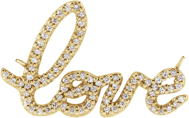 14K Gold Round Lab-Grown Diamond Love Necklace - Yellow Gold