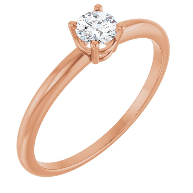 14K Gold Round Natural Diamond Youth Birthstone Ring - Rose Gold