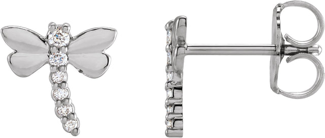 Platinum Round Natural Diamond Dragonfly Earrings