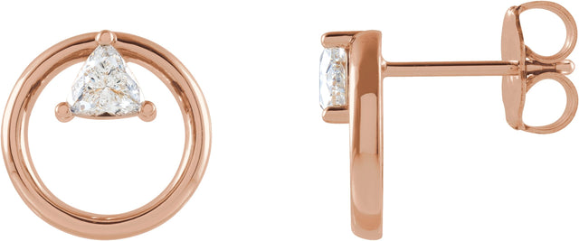 14K Gold Trillion Natural Diamond Geometric Earrings - Rose Gold