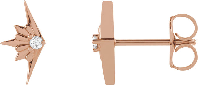 14K Gold Round Natural Diamond Accented Starburst Earrings - Rose Gold