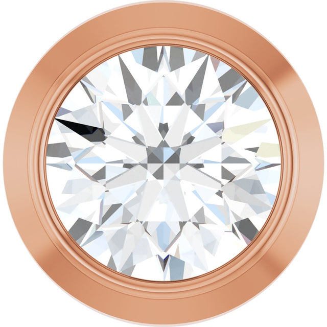 14K Gold Natural Diamond Round Bezel-Set Slide Pendant - Rose Gold