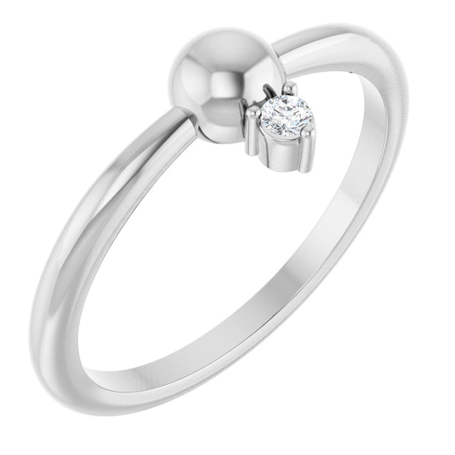 Platinum Round Natural Diamond Stackable Bead Ring – 2mm Stones