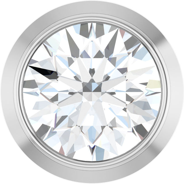 14K Gold Natural Diamond Round Bezel-Set Slide Pendant - White Gold
