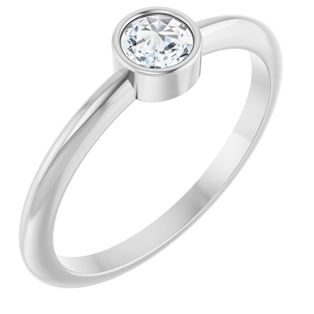 Platinum Round Natural Diamond Bezel-Set Stackable Ring – 2-5.7mm Stones