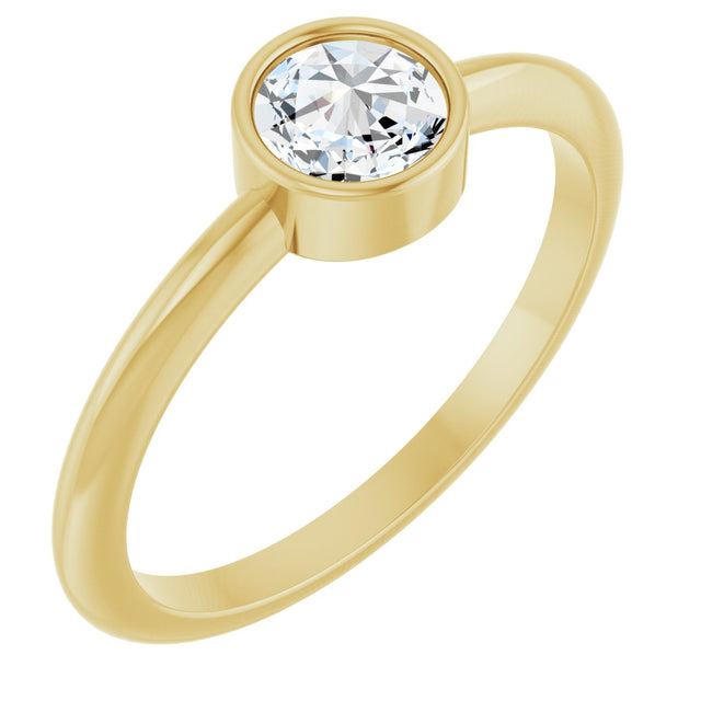 14K Gold Round Natural Diamond Bezel-Set Stackable Ring – 2-5.7mm Stones - Yellow Gold