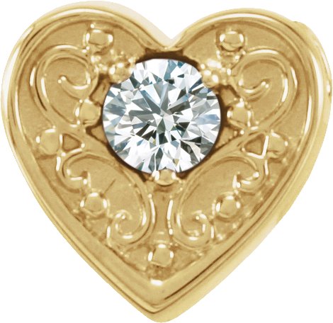 14K Gold Round Natural Diamond Family Heart Slide Pendant - Yellow Gold