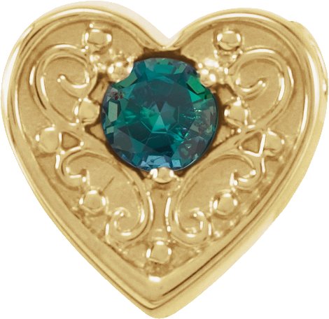 14K Gold Round Lab-Grown Alexandrite Family Heart Slide Pendant - Yellow Gold