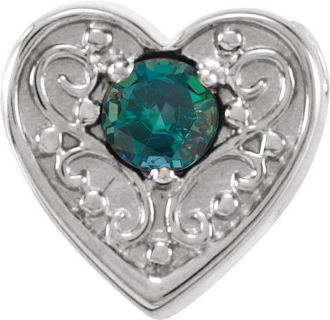 14K Gold Round Lab-Grown Alexandrite Family Heart Slide Pendant - White Gold