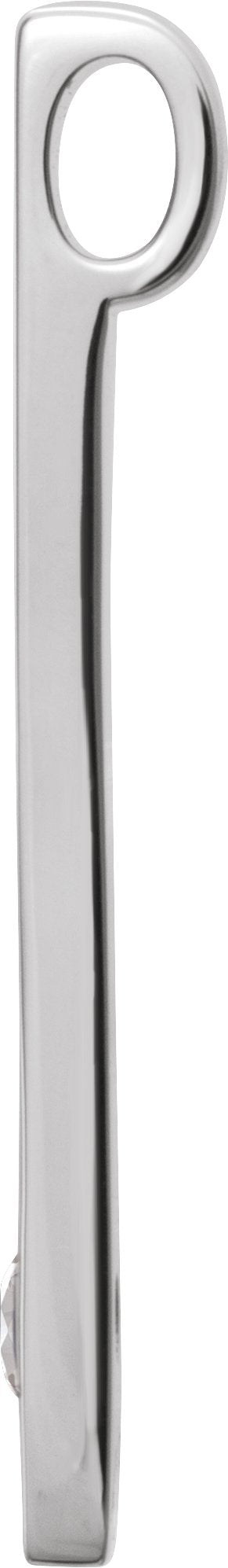 Platinum Round Natural White Sapphire Family Engravable Bar Pendant - view 2