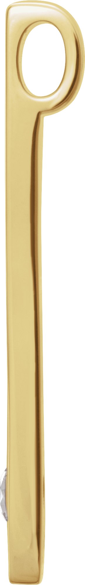 14K Gold Round Natural White Sapphire Family Engravable Bar Pendant - Yellow Gold - view 2