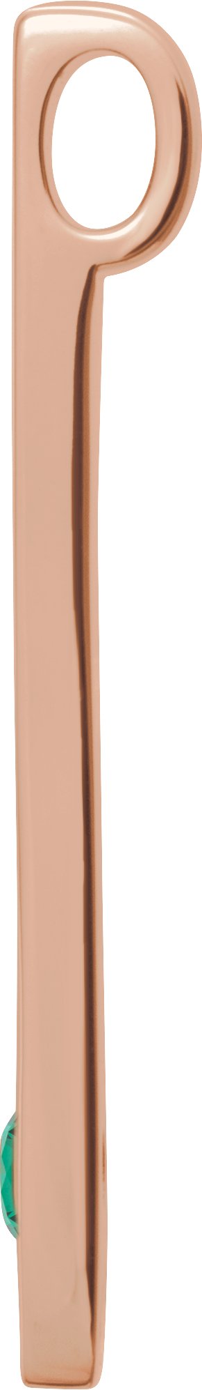 14K Gold Round Lab-Grown Emerald Family Engravable Bar Pendant - Rose Gold - view 2