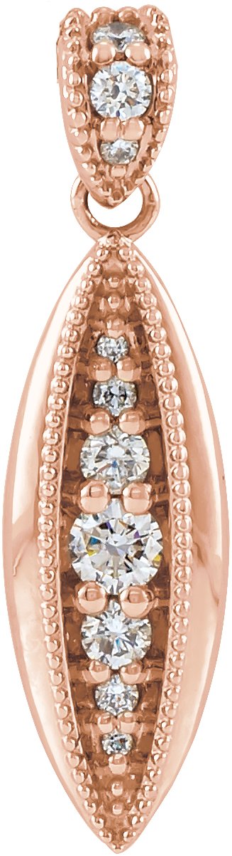 14K Gold Beaded Necklace or Pendant - Rose Gold