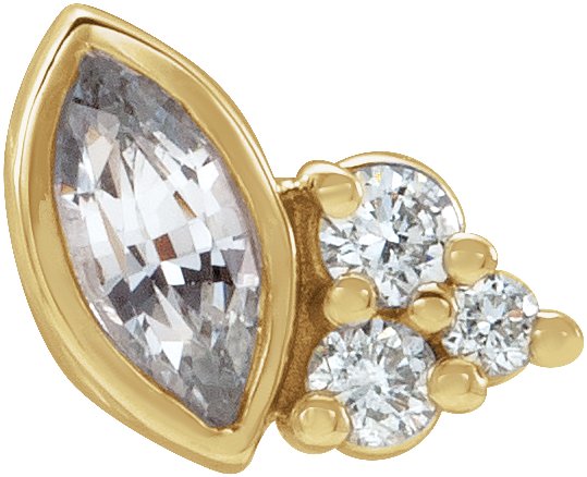 14K Gold Marquise Natural White Sapphire Accented Bezel-Set Earrings - Yellow Gold
