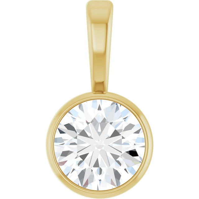 14K Gold Round Natural Diamond Bezel-Set Solitaire Necklace or Pendant – up to 0.06 CTW - Yellow Gold