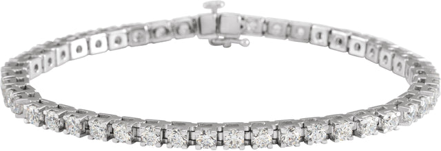 14K Gold Round Natural Diamond Line Bracelet – 1.4-3.1mm Stones - White Gold