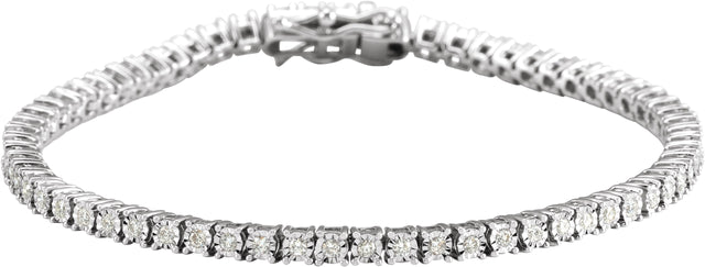 14K Gold Round Natural Diamond Line Bracelet XV