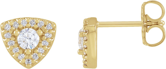 14K Gold Round Natural Diamond Halo-Style Earrings – 3-4.1mm Stones - Yellow Gold