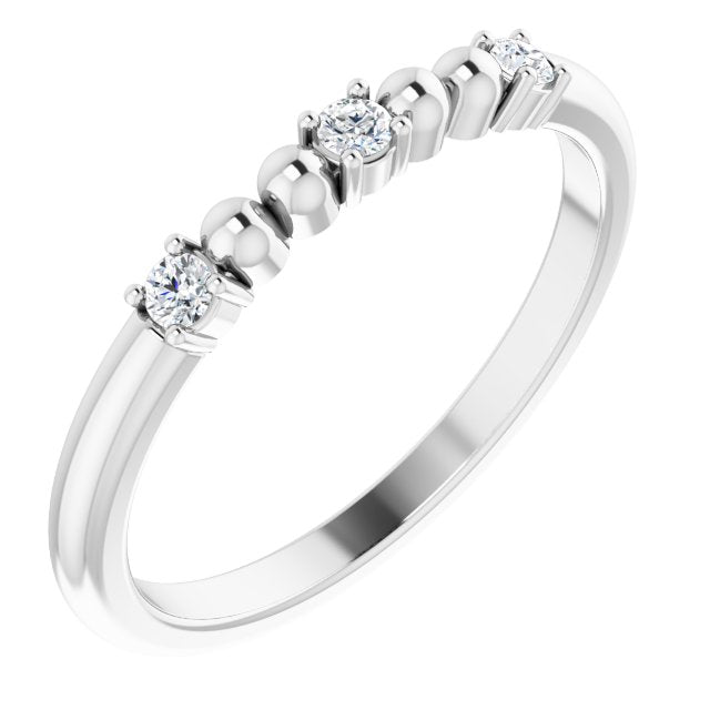 Platinum Round Natural Diamond Beaded Ring – 2mm Stones