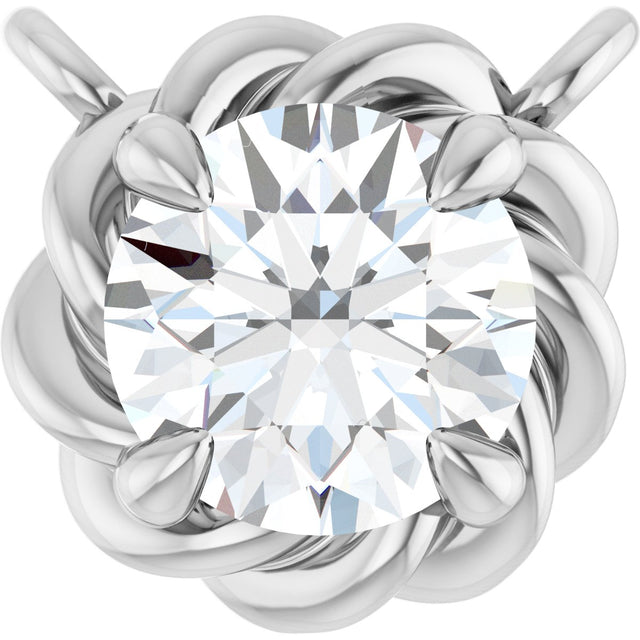 Platinum Round Natural Diamond Claw-Prong Rope Necklace