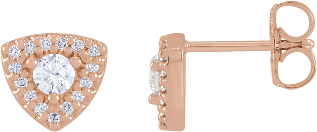 14K Gold Round Natural Diamond Halo-Style Earrings – 3-4.1mm Stones - Rose Gold