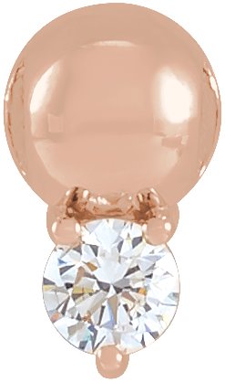 14K Gold Round Natural Diamond Accented Bead Necklace or Pendant - Rose Gold
