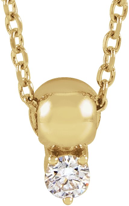 14K Gold Round Natural Diamond Accented Bead Necklace or Pendant - Yellow Gold