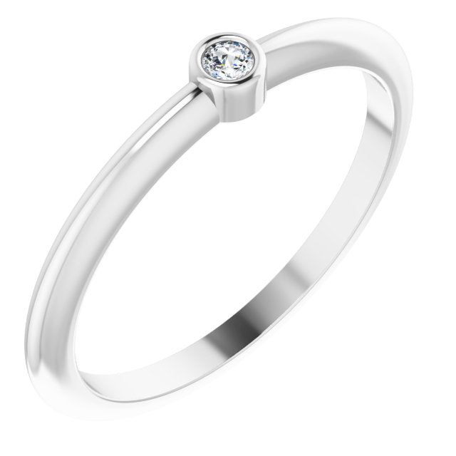 Platinum Round Natural Diamond Bezel-Set Stackable Ring – 2-5.7mm Stones