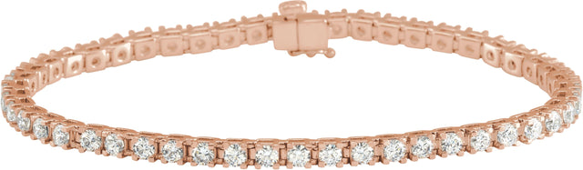 14K Gold Round Natural Diamond Line Bracelet – 1.4-3.1mm Stones - Rose Gold
