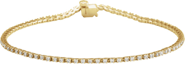 14K Gold Round Natural Diamond Line Bracelet – 1.4-3.1mm Stones - Yellow Gold