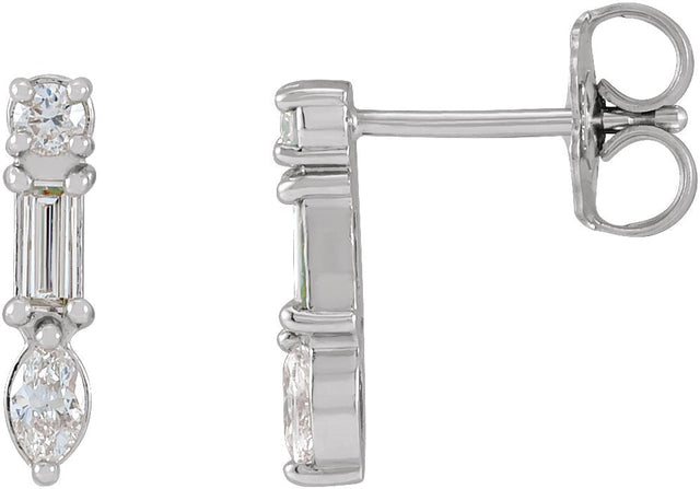 Platinum Natural Diamond Multi-Shape Bar Earrings