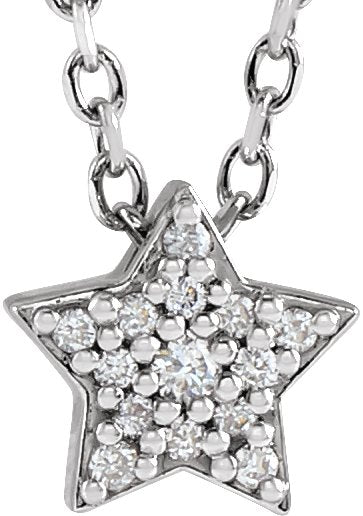 Platinum Round Natural Diamond Star Necklace or Slide Pendant