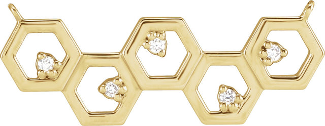 14K Gold Round Natural Diamond Honeycomb Necklace - Yellow Gold