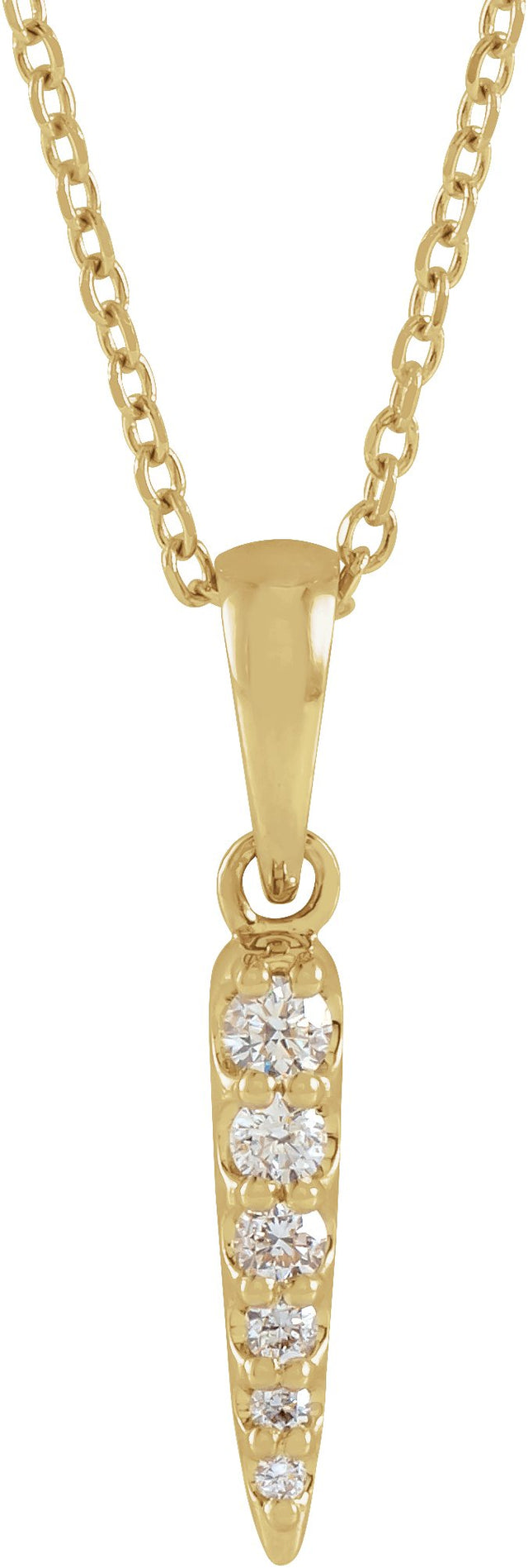 14K Gold Round Natural Diamond Spike Necklace or Pendant - Yellow Gold