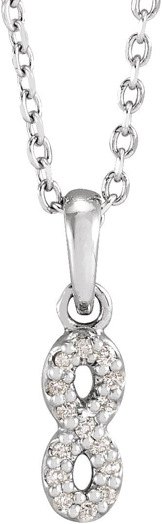 14K Gold Round Natural Diamond Petite Infinity Necklace or Pendant - White Gold