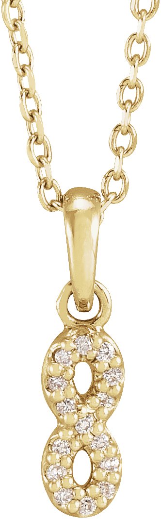 14K Gold Round Natural Diamond Petite Infinity Necklace or Pendant - Yellow Gold