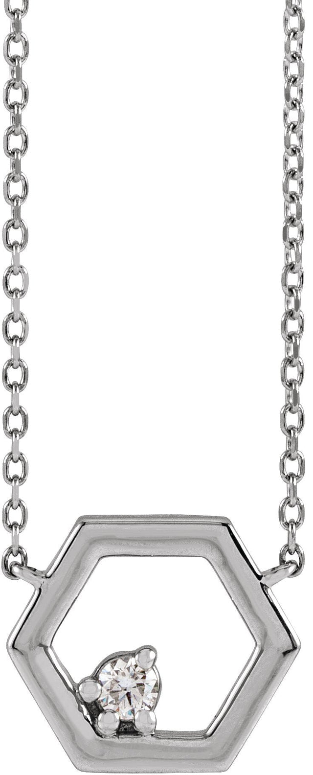 14K Gold Round Natural Diamond Honeycomb Necklace – 0.06 CTW - White Gold