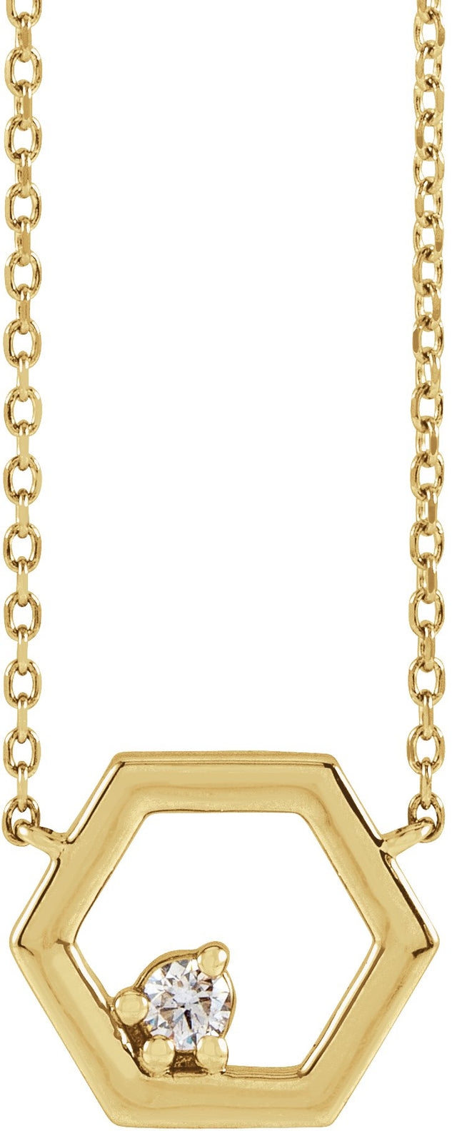 14K Gold Round Natural Diamond Honeycomb Necklace – 0.06 CTW - Yellow Gold