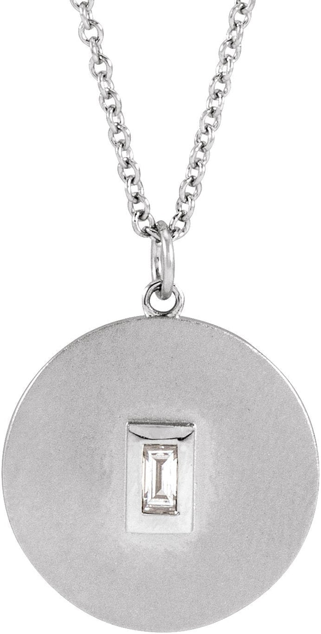 14K Gold Marquise Natural Diamond Accented Disc Necklace or Pendant - White Gold