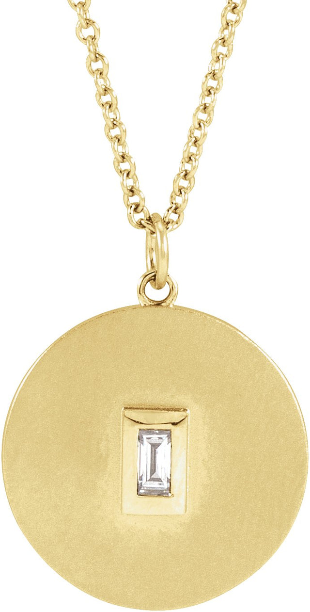 14K Gold Marquise Natural Diamond Accented Disc Necklace or Pendant - Yellow Gold